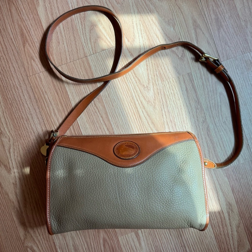 Dooney & Bourke Two-Tone Pebble Leather Crossbody in Cream and Tan